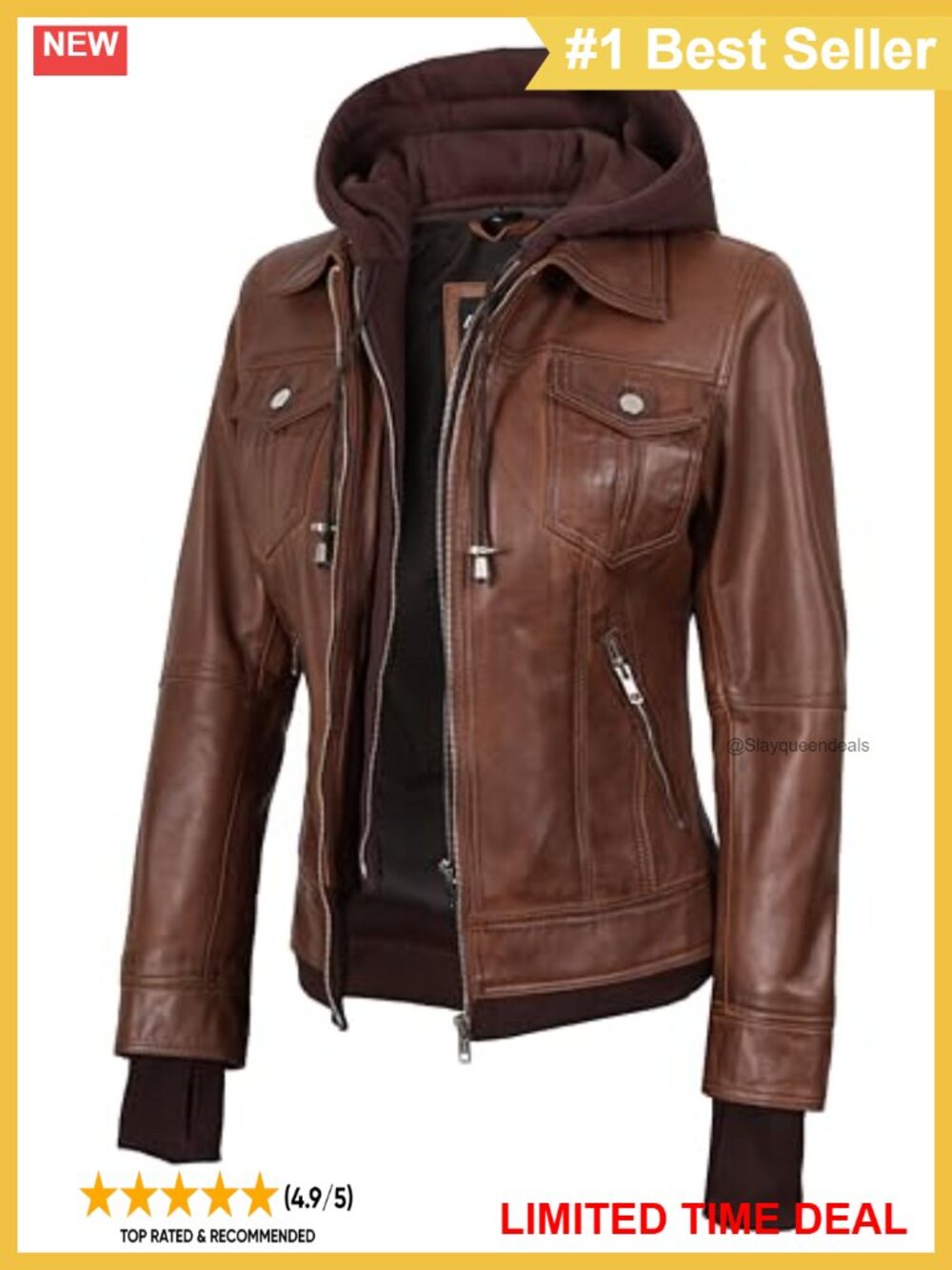 Womens Real Lambskin Leather Jacket Detachable Hood Bomber Coat